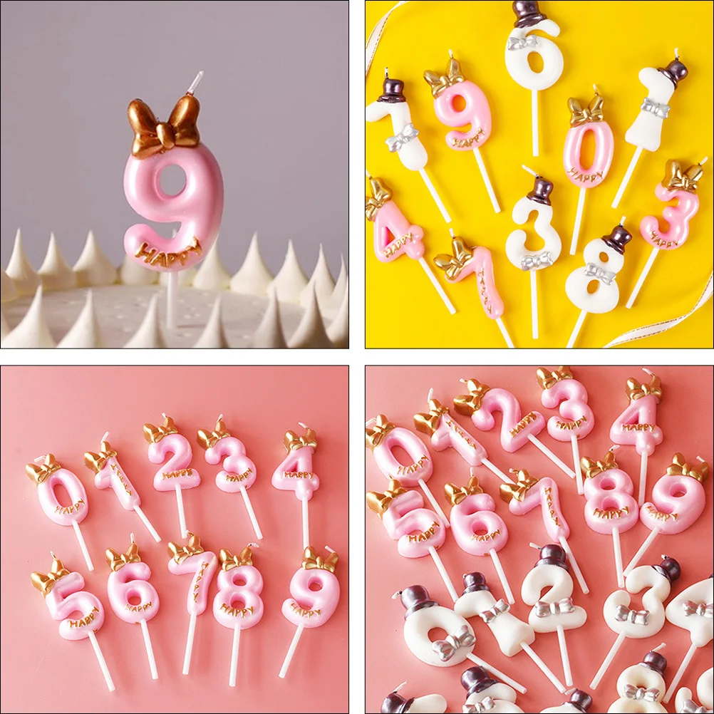 10 قطعة شموع كعكة عيد الميلاد الديكور الرقم الرقمي توبر للحزب الوردي كعكة الشموع ديكور عيد الميلاد