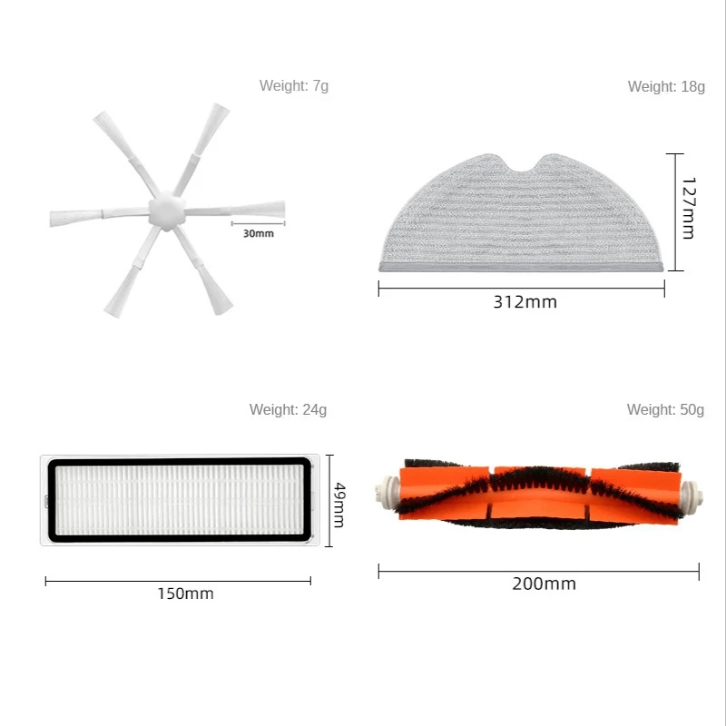 14PCS สำหรับ Xiaomi Mi Robot Mop 2 STYTJ03ZHM เครื่องดูดฝุ่นหลักแปรงด้านข้าง Mop ผ้าชุดอุปกรณ์เสริม