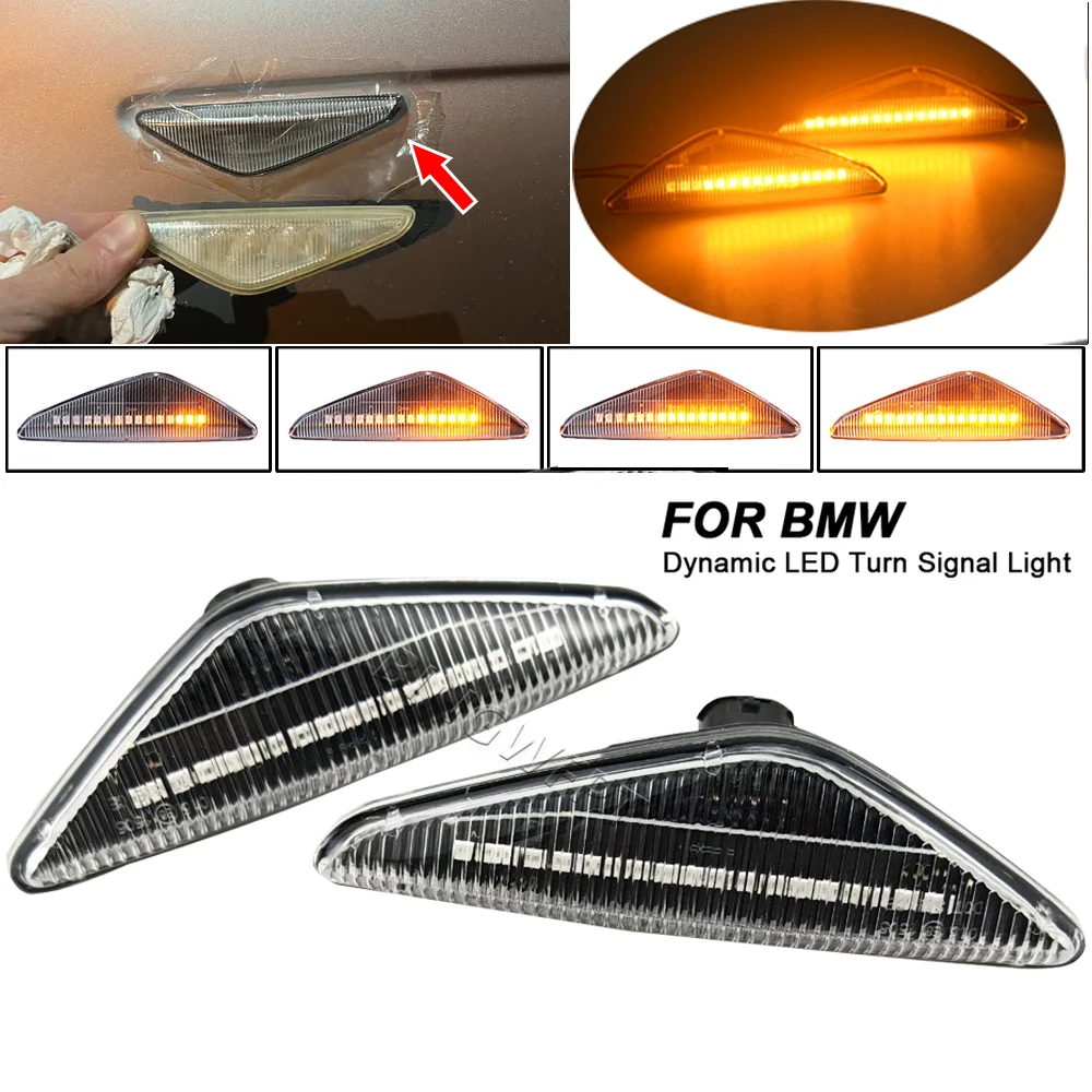 2PCS Side Marker Light Dynamic LED Turn Signal Flashing Indicator Blinke For BMW E46 2D 2003-2006 325Ci 330Ci Coupe Convertible