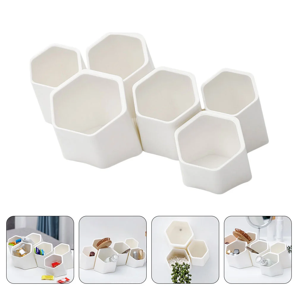 

6pcs Stationery Storage Box Desktop Organizer Pen Pencil Makeup Brush Holder Multi-Function Container Home Decor Supplies