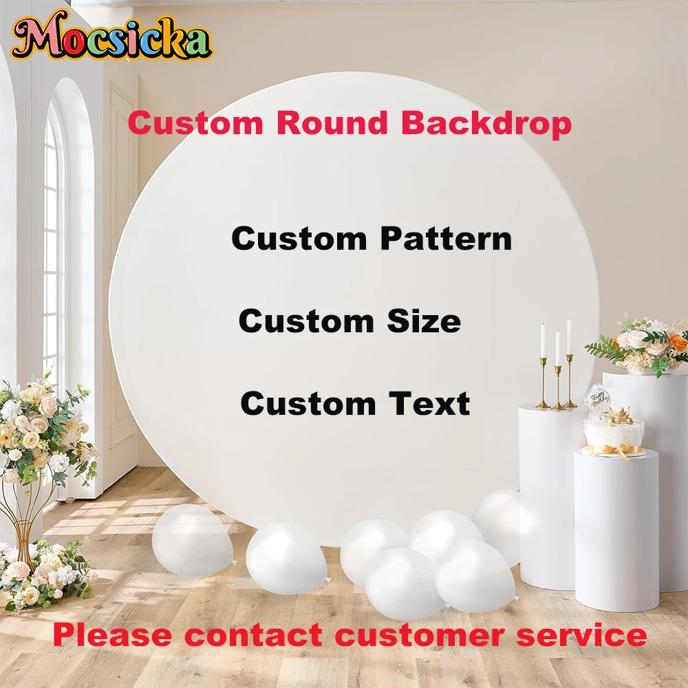 mocsicka-カスタムラウンド背景カバープロフェッショナルパーティーの装飾子供ハッピーバースデー大人の結婚式の円形の写真の背景