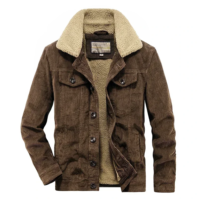 

Corduroy cotton jacket, suitable for keeping warm men's winter jacket, paired with plush workwear, high-quality cotton Jacket