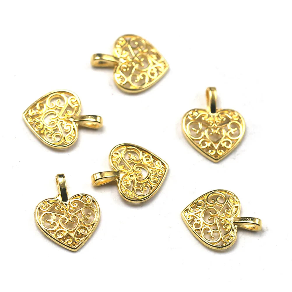 

100 шт. подвесок-сердечек из сплава, полые, для изготовления украшений, аксессуары для ожерелий, браслетов, серег, набор для творчества, подарочный набор