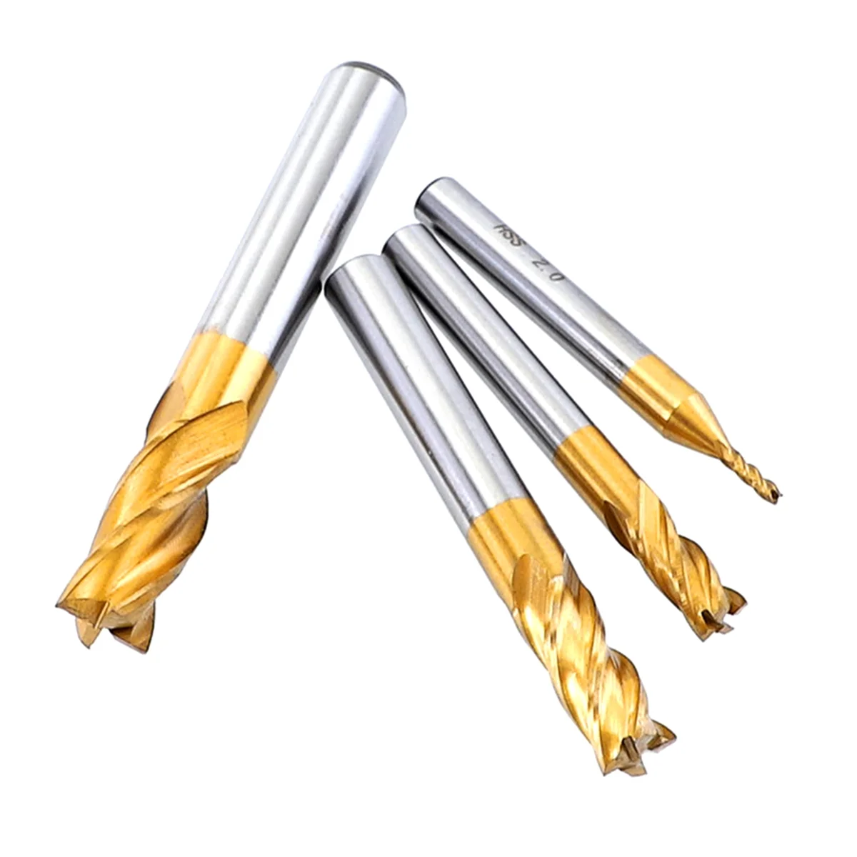 11Pcs Milling Cutters 4-Flute Titanium Coated HSS End Mill Set 1.5-10mm CNC Router Bit for Wood Steel Milling