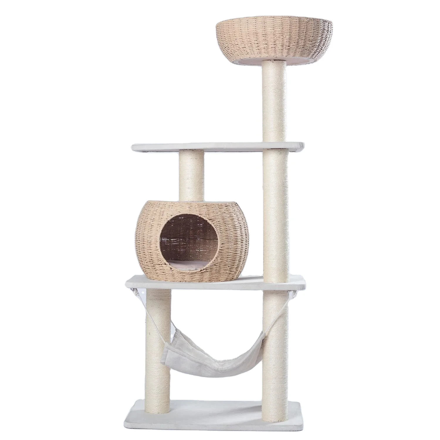 XIANGLONG Wooden Cat Condo Tree Stable And Durable Pet Climbing Scratcher Plush Large Cat Tree Tower