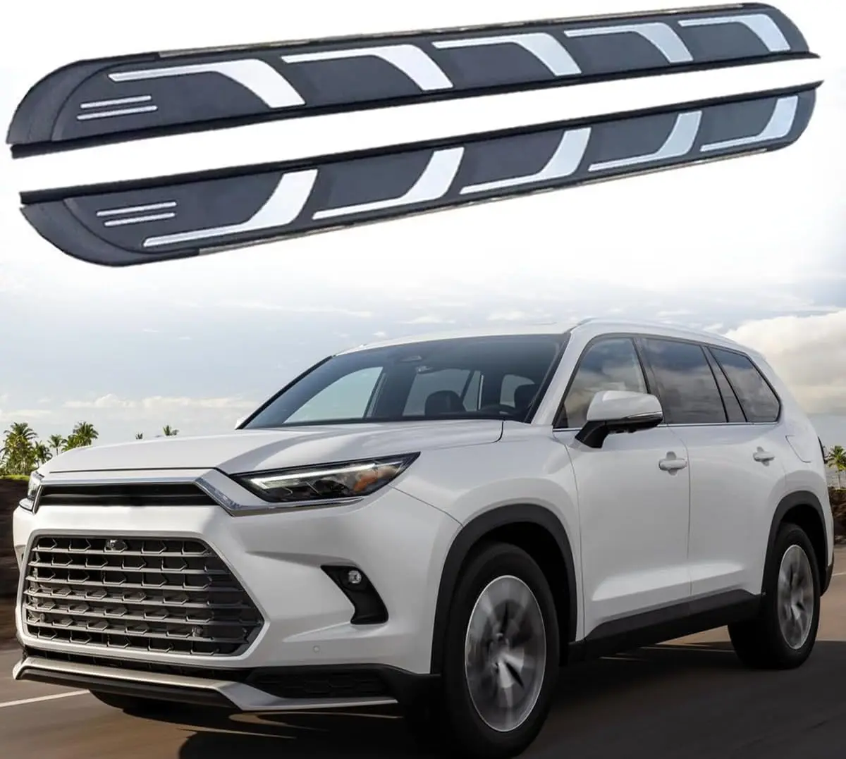 2 قطعة لوحة الجري دواسات الخطوة الجانبية Nerf Bar مناسبة لتويوتا جراند هايلاندر 2024 2025 2026 #1