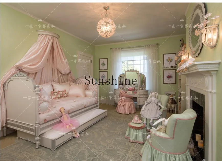 American country solid wood dresser carved now bedroom small apartment complete set of furniture