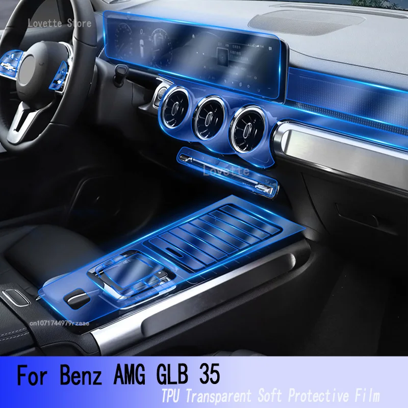 

For Benz AMG GLB 35(2020-2023)Car Interior Gearpanel Dashboard Gps Navigation Screen Transparent TPU Protective Film