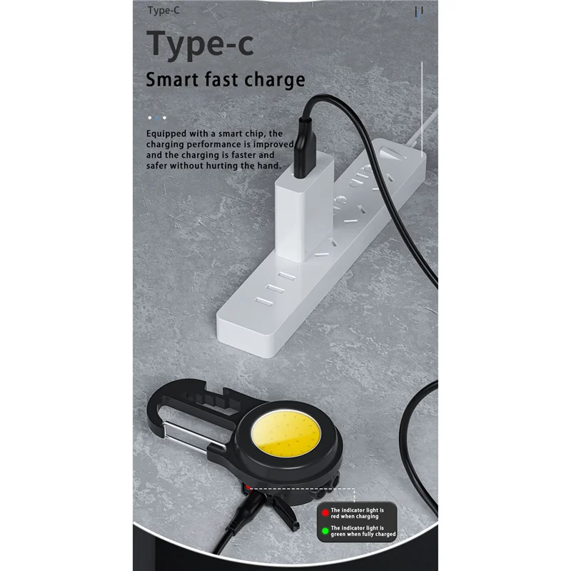 Mini LED Flashlight, 800 Lumens USB Rechargeable COB Keychain Work Light with Bracket for Emergencies