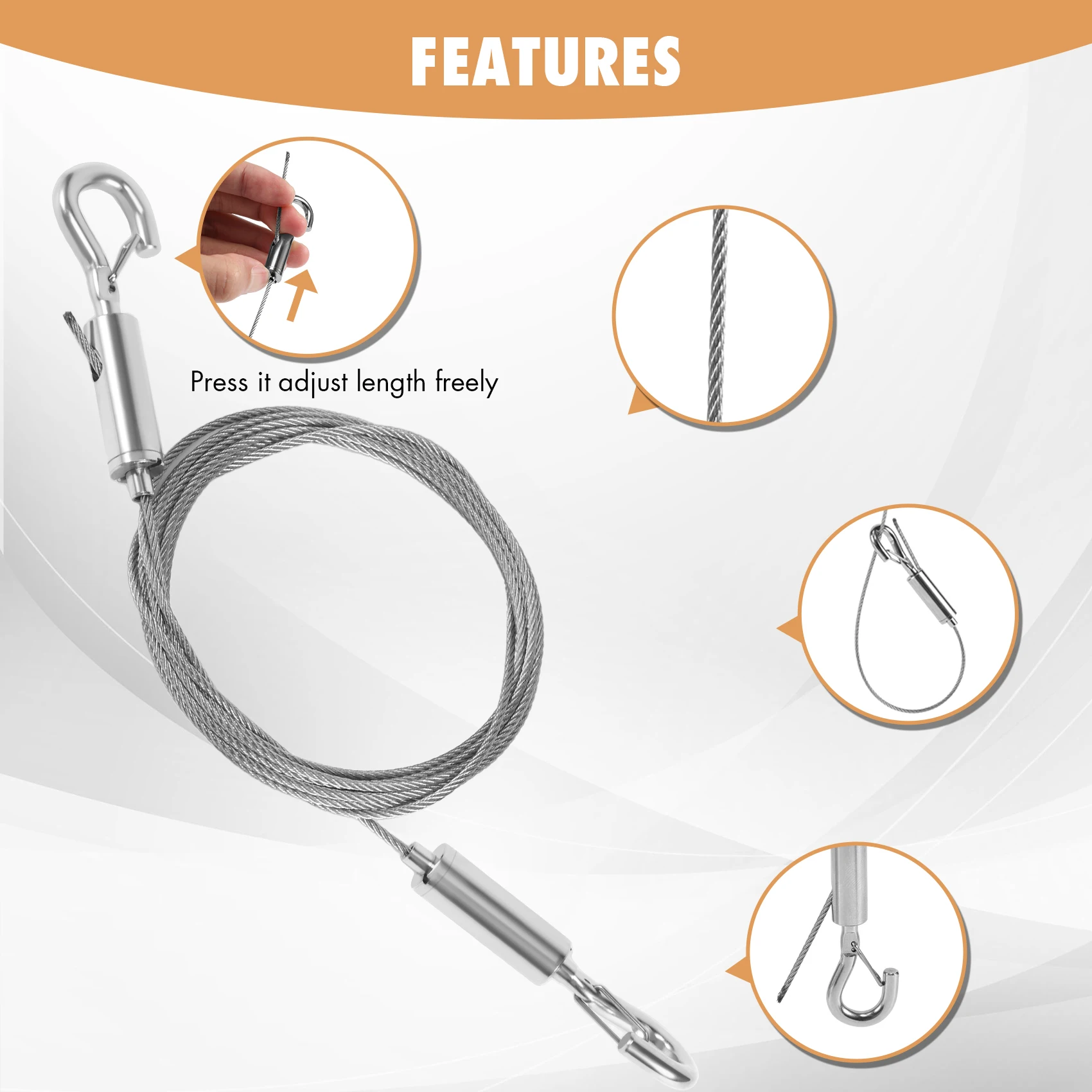 

6Pcs Picture Hanging Wire Kit With D Rings Supports 50 Lbs Duty Mirror Hanging Wire Adjustable For Picture, Light Lamp-AT36