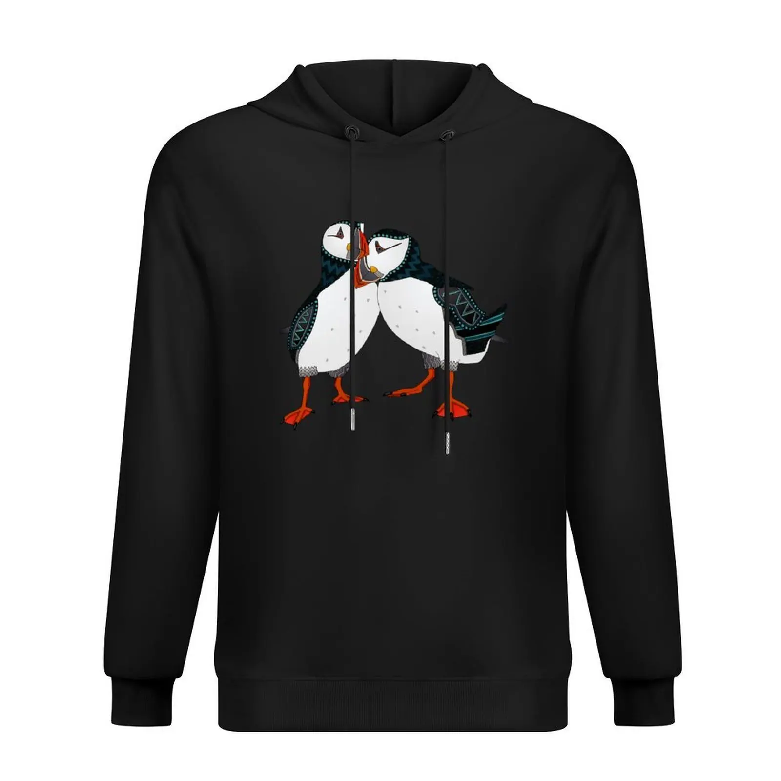 

puffin pair celadon blue Hoodie korean autumn clothes japanese style men clothes graphic hoodie