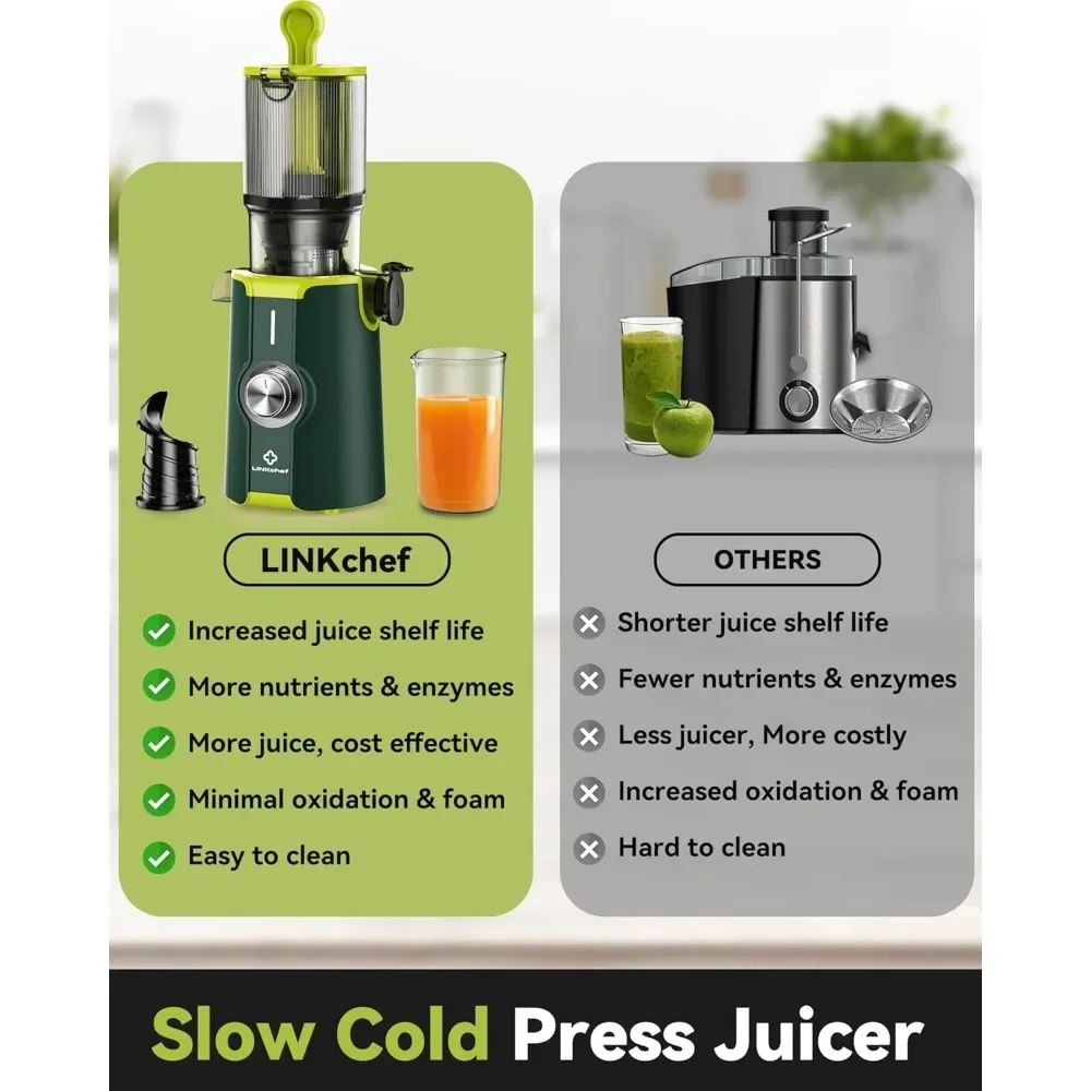 Prep 4.35"Feed Chute Fit Whole Fruits & Vegetables, LINKChef Juicer M