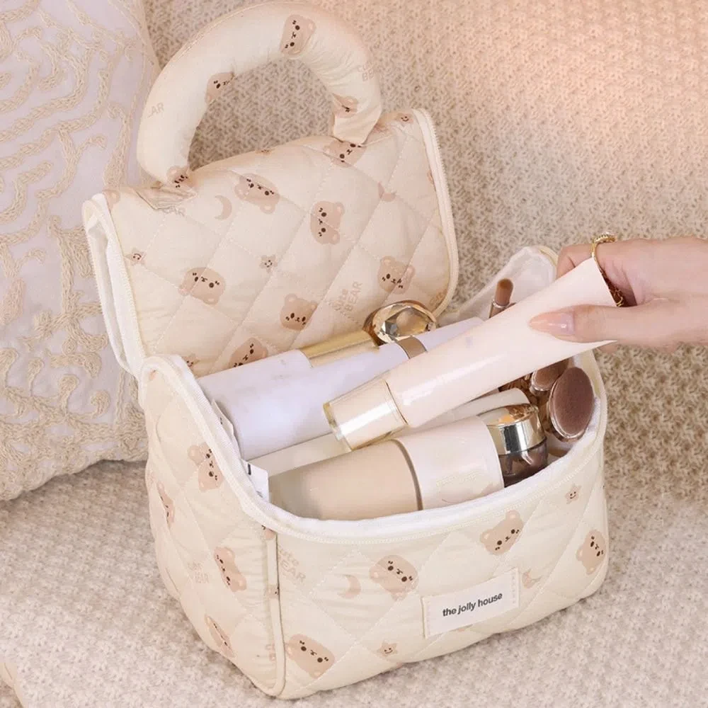 

Korean Ins Cartoon Cosmetic Bag Butterfly Cherry Bear Rabbit Storage Bag Wash Pouch Handbag Makeup Brush Case Outdoor