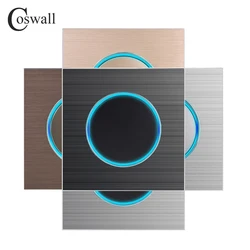 COSWALL Black Aluminum Panel 1/2/3/4 Gang 1/2 Way On / Off Wall Light Switch Large Aperture LED Backlight Data HDMI USB Charger