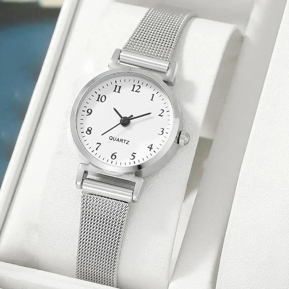 シンプルなラウンドダイヤルクォーツ腕時計女性用、カジュアルブレスレット時計女性用、ドレス時計、ファッション