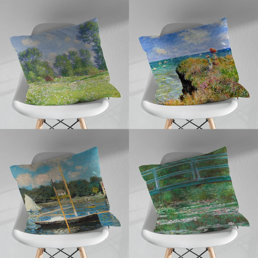 

Art Paintings Claude Monet Pillow Case Pillow Case Soft Cushion Cases for Farmhouse Sofa Decor Home Decorations and Protector