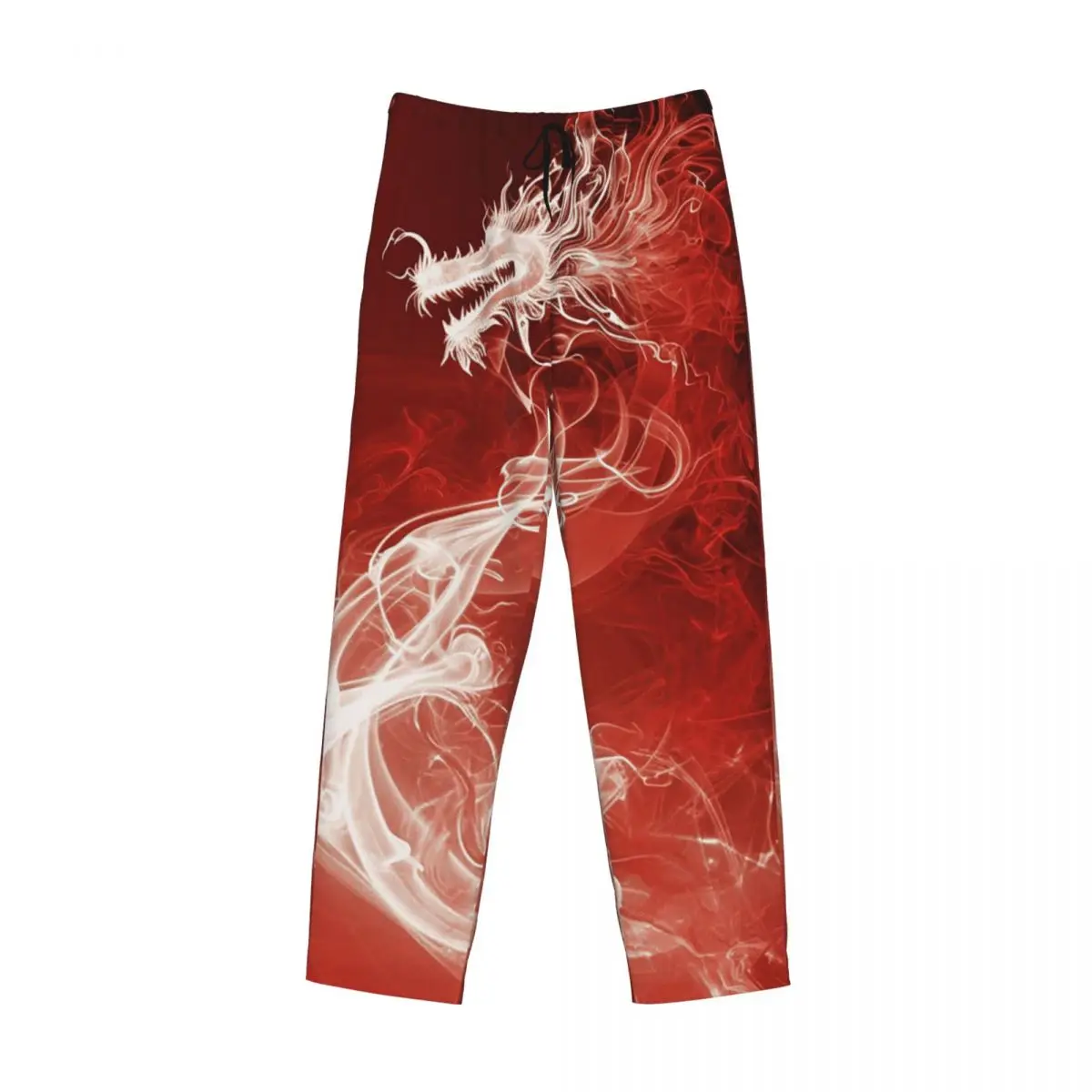 Custom Red Fire Dragon Pajama Pants Men Sleepwear Sleep Lounge Bottoms with Pockets