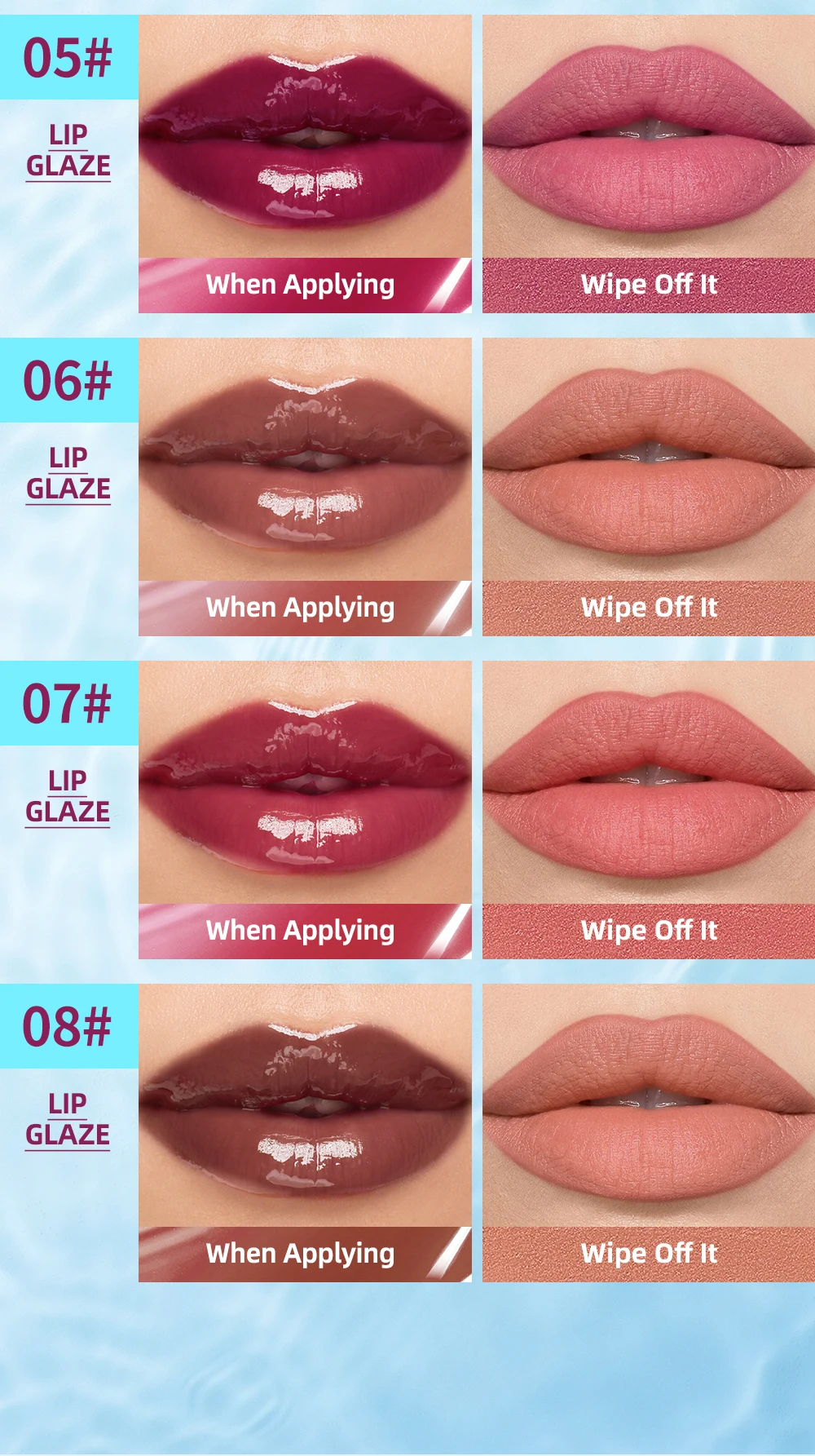 QIBEST Kristall-Lipgloss Spiegel-Wasser-Effekt Lip Glaze Langanhaltender Feuchtigkeitsspendender Lippenbalsam Aufpolsternder Gloss-Öl Hydratisierendes Make-up Lip Tint – Detail 9