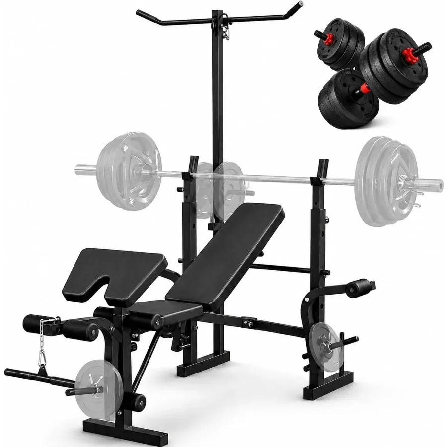 Adjustable Weight Bench Dumbbell Set, Multi-Position Workout Bench for Home Gym Strength Training - Bench Press Ready - Full-Bo