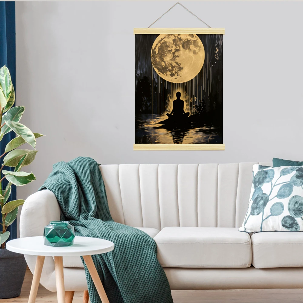 1pc Jesus Christ Religious Art Print - Serene Jesus with Bible Scene Christian Wall Decor, Scroll Hanging Canvas Painting Poster