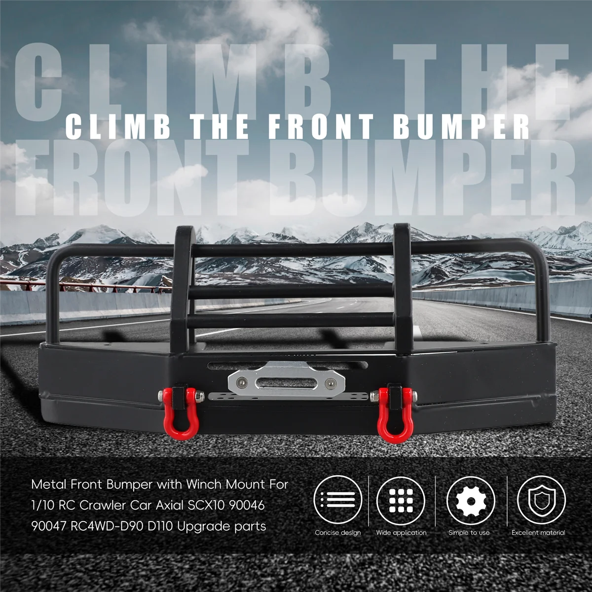 

Innovative Metal Front Bumper for 1/10 RC Crawler Car Axial SCX10 Upgrade Parts
