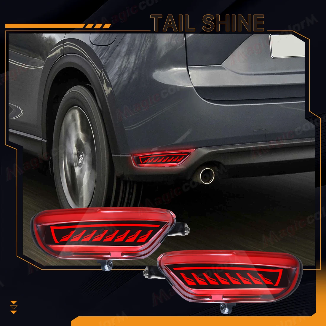 Car LED Rear Bumper Reflector Lights For Mazda CX5 CX-5 2017 2018 2019 2020 2021 Driving Dynamic Turn Signal Brake Lights 12V