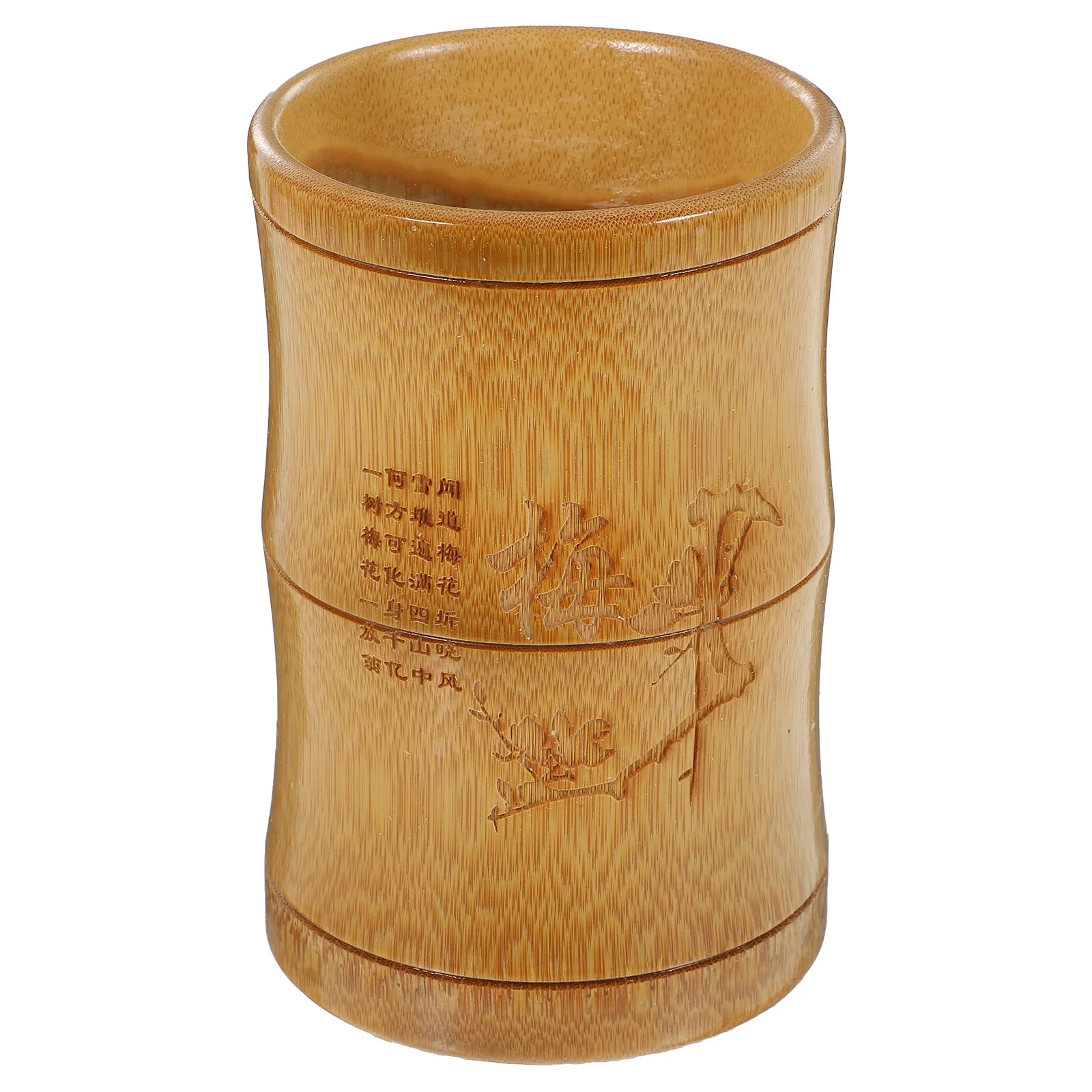 

Bamboo and Wood Pen Holder Desktop Fountain Stand Storage Chinese Brush Office Decor Vintage Home