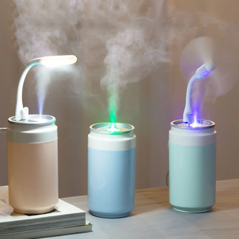 Portable Mini Air Humidifier with Fan Night Light Water Tank USB Flame Wireless Cool Mist Maker for Office Car New Design JS40