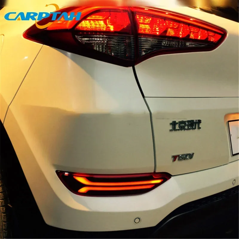 

Car LED 12V Rear Bumper Lamps For Hyundai Tucson 2015 - 2017 2018 Fog Lamps Brake Turn Signal Reflector Indicators Taillights