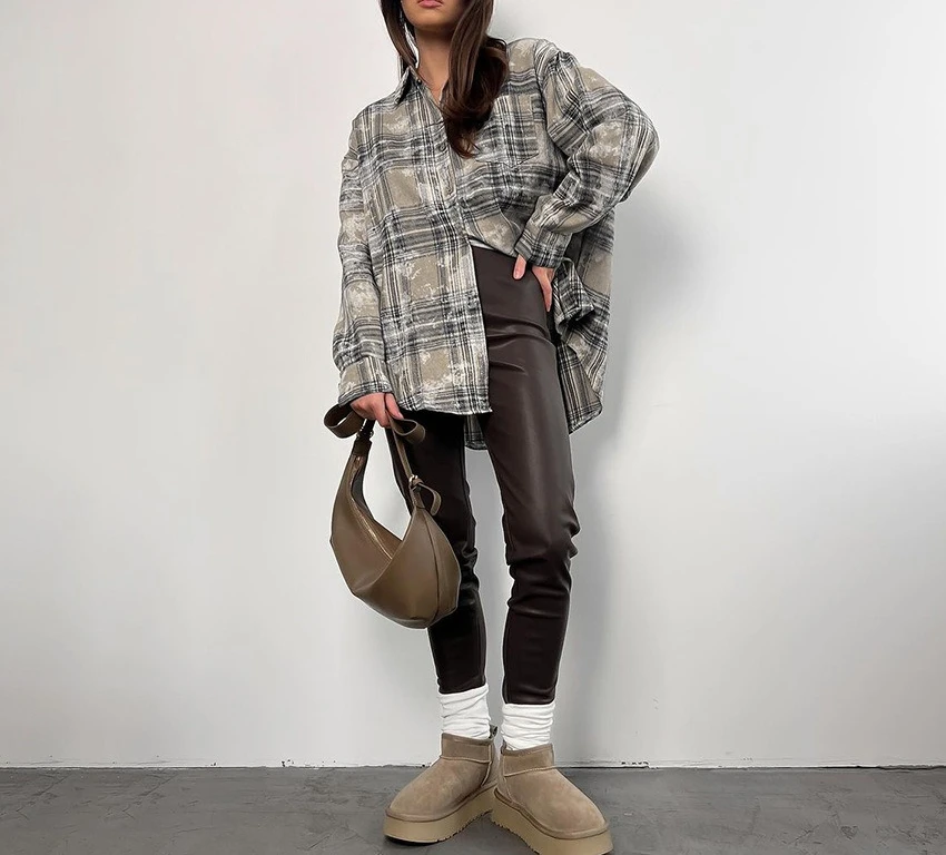 

Retro Loose Cotton Plaid Shirt 2025 Autumn and Winter New Long-sleeved Design Plaid Shirt for Women