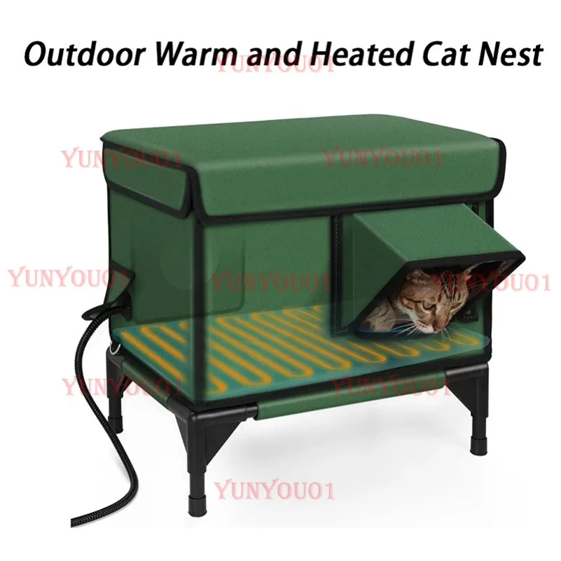 Outdoor Waterproof Cat House Warm Heated Winter Cat House Insulated Outside Foldable Cats Nest Tent Sleeping Extra Large Pet