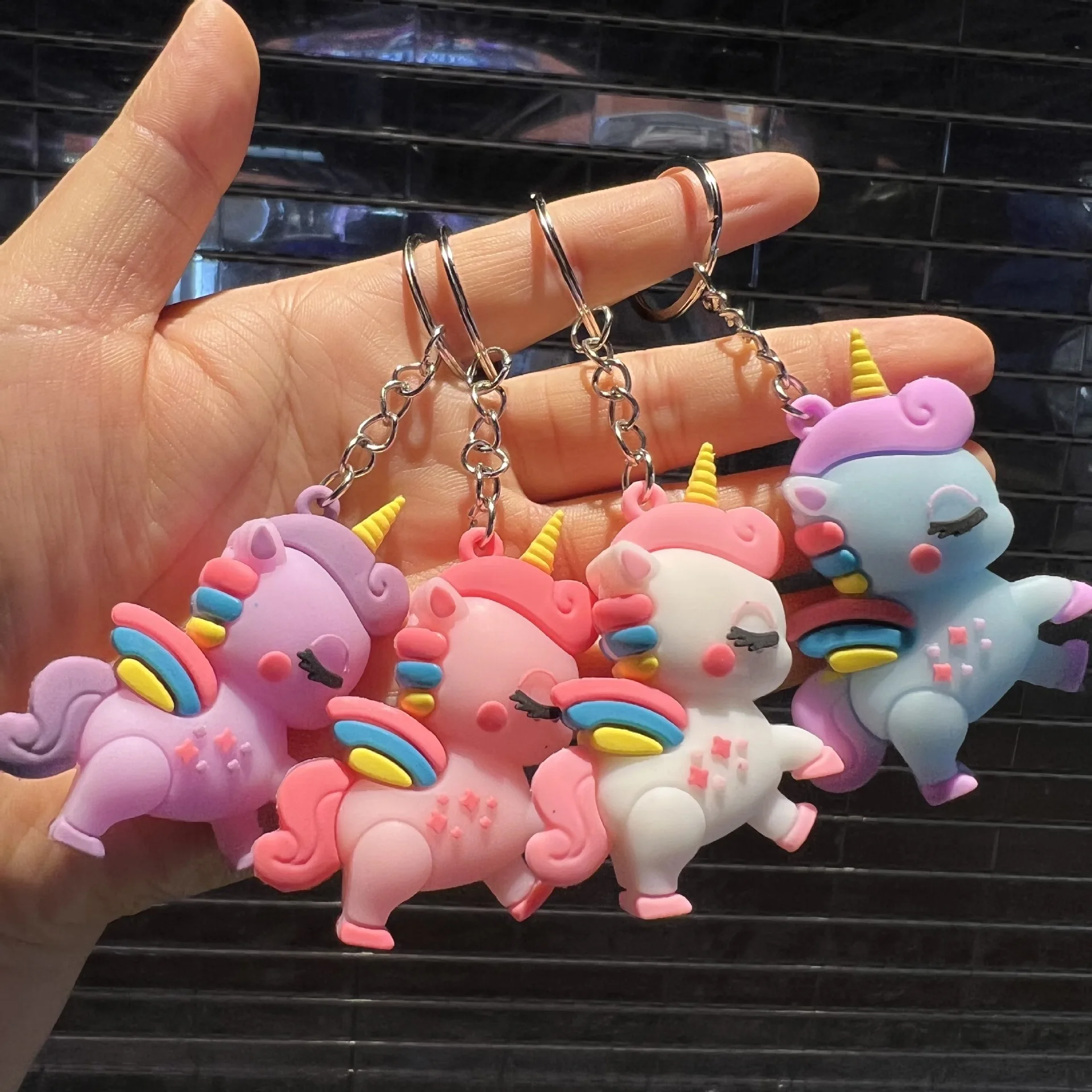 Cartoon Unicorn Cute Bestie Personality Key Ring Chain Bag Small Pendant Accessories Key Chain Couple Decoration Gifts Wholesale