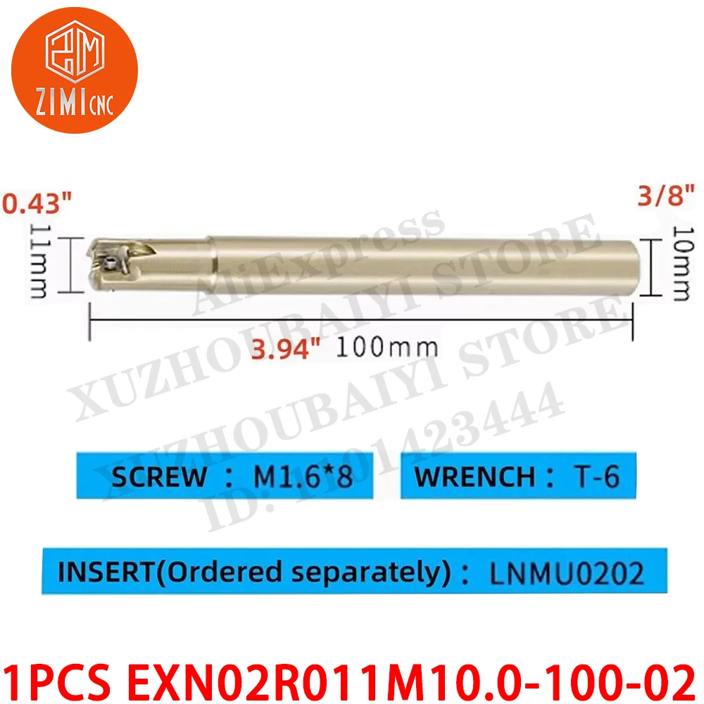 1 قطعة EXN02R011M10.0-100-02 قضيب ثقب قابل للفهرسة من فولاذ التنغستن حامل أداة الطحن الطرفي للتشغيل الخشن والطحن بتغذية عميقة 90 درجة