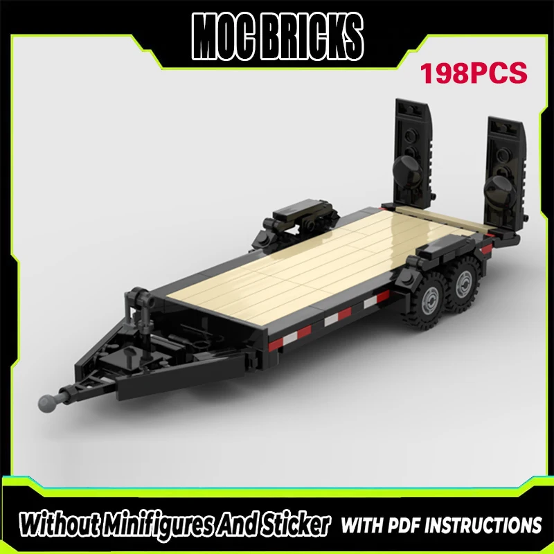 

City Car Model MOC Building Bricks 16 Foot Cargo Flatbed Trailer Modular Technology Gifts Holiday Assemble Children Toys Suit