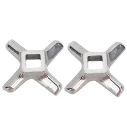 2PCS Meat Grinder Blade Stainless Steel 4 Blade Square Hole Meat Grinder Part Knife Cutter Replacement Grinding Accessories