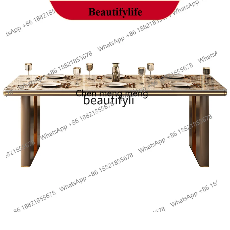 z183 Dining table and chair combination, large board dining table, modern simple bright rock slab dining table