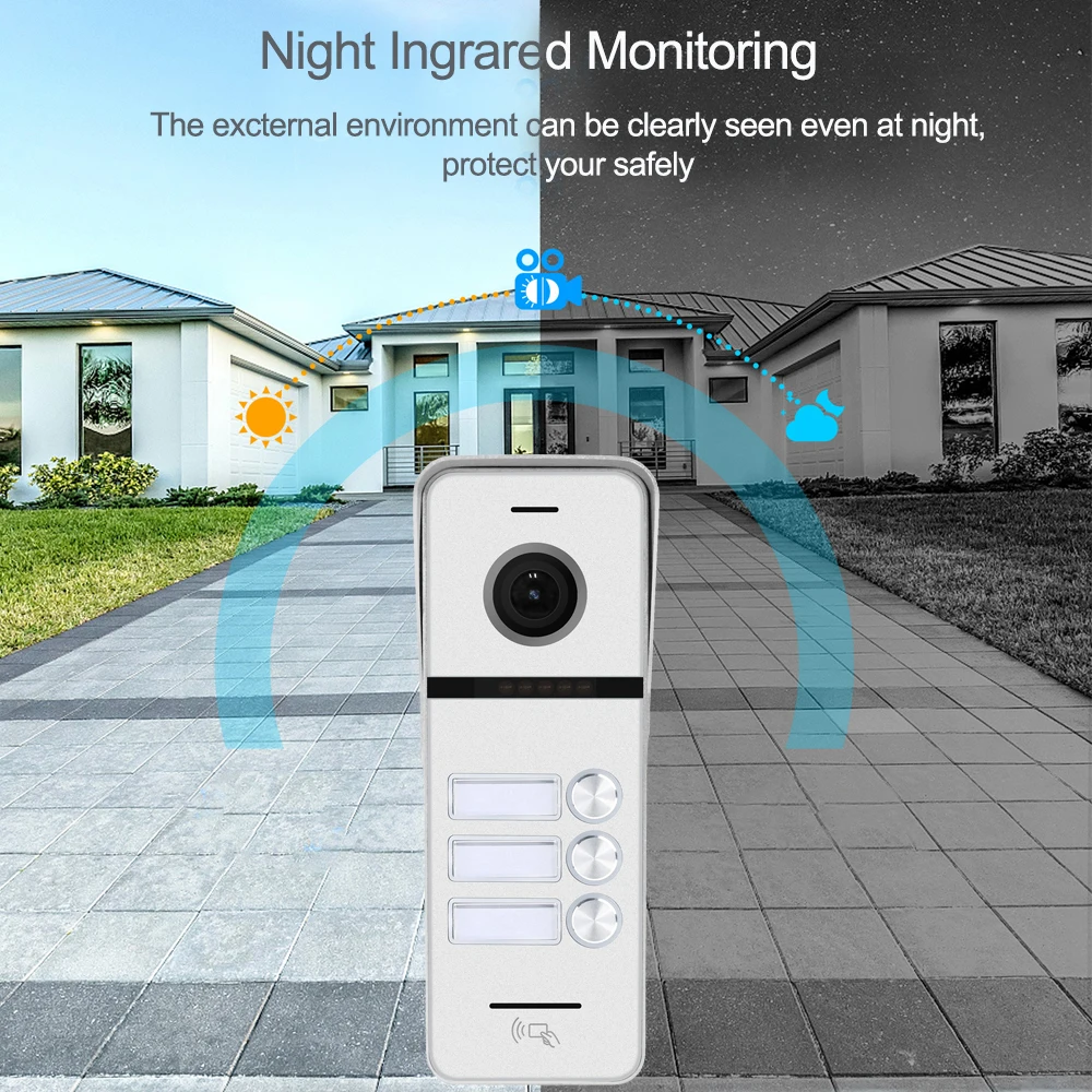 Tuya Smart Home Tuya 7/10 Inch Video Wifi Intercom video 3 doorbell System 1080P 160°Wired Doorbell Camera Full Touch Monitor