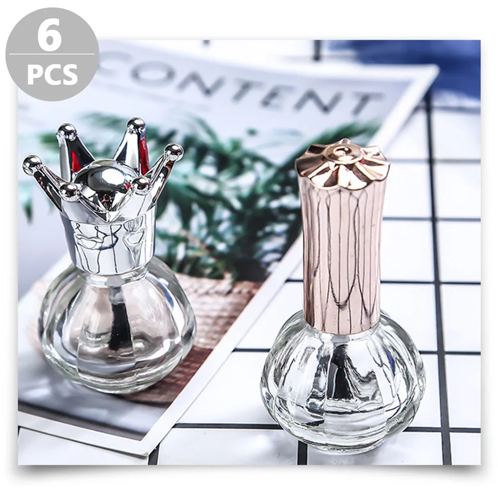 

6Pcs Refillable Nail Polish Bottles Transparent Glass Empty Container Leak-Proof Design for Nail Art Gel Storage and Dispensing