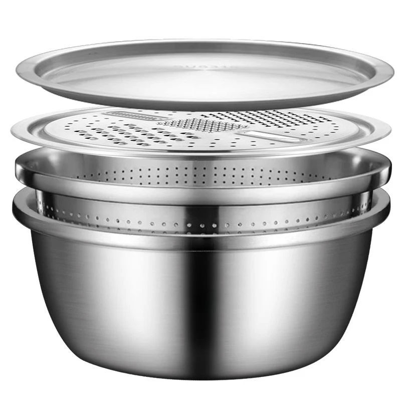 

Stainless steel multi-functional vegetable cutting planer basin Household silk wiper Kitchen drain basket