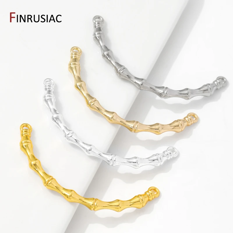 14/18K Gold Plated Brass Bamboo Shape Branch Half Bracelet Connecting,Rod Hooks Connector For DIY Jewelry Making Accessories