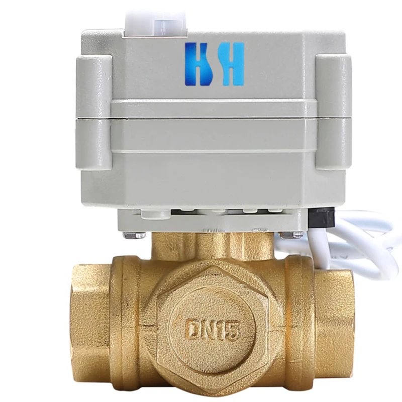3 Way L-type 1/2“ DN12 Motorized Ball Valve DC5V/12V/24V Reduce Bore BSP 5 Wires Switching Control Ball Valve Position Feedback