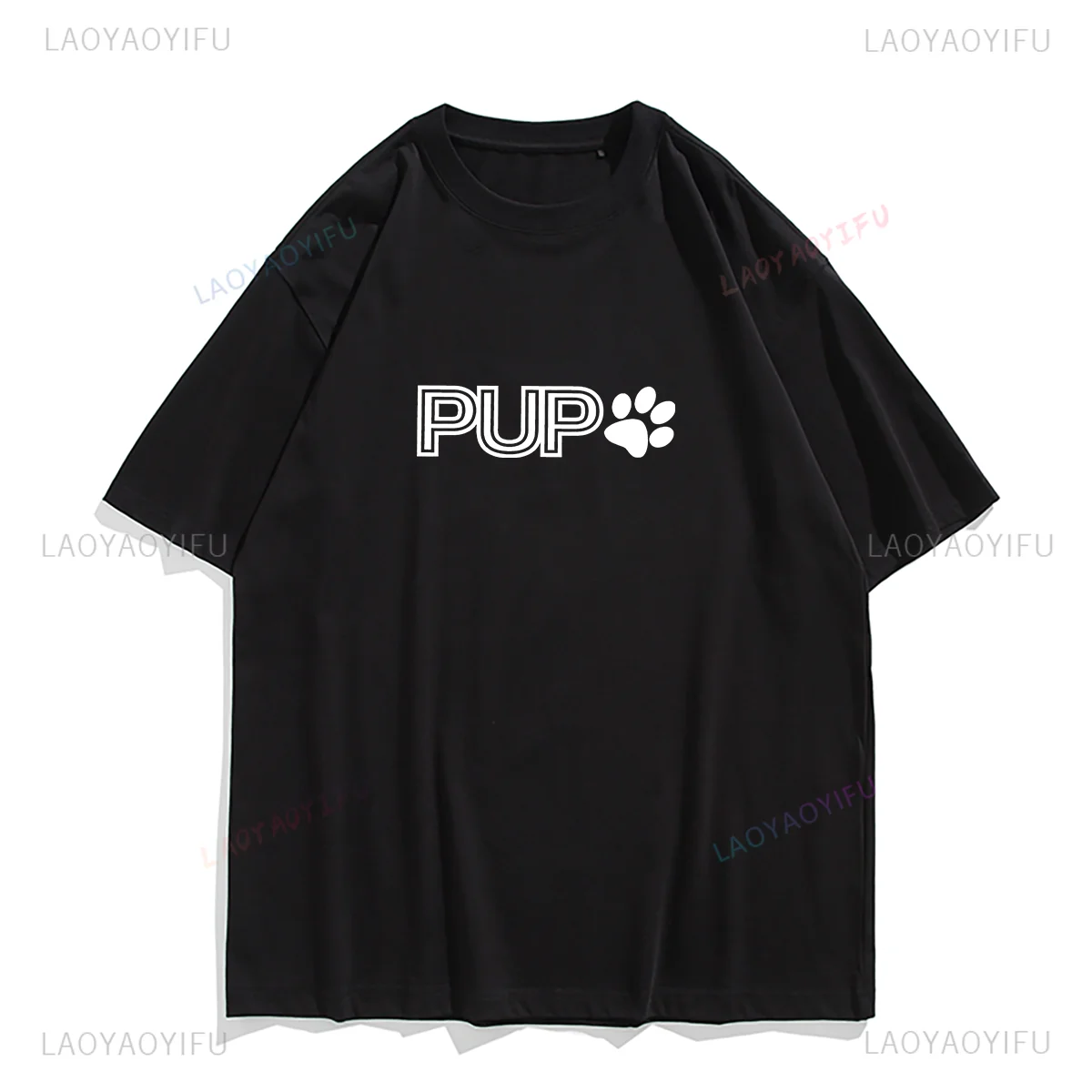 Футболка мужская с принтом щенка, уличная одежда, топ в винтажном Корейском стиле с графическим принтом для Мопса