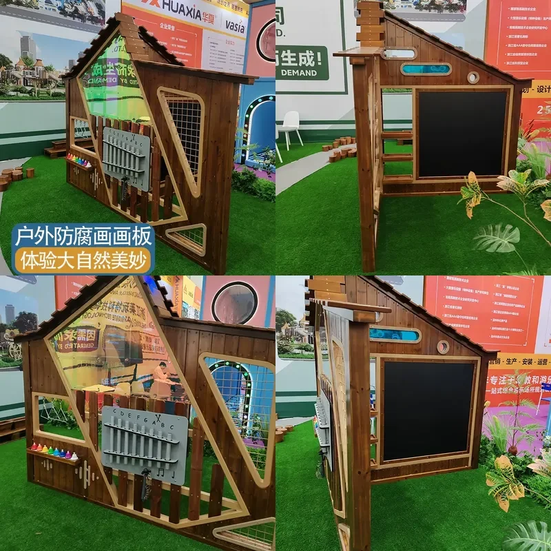 

2026 Kindergarten outdoor painting area flushing art blackboard easel transparent acrylic painting graffiti table and chair