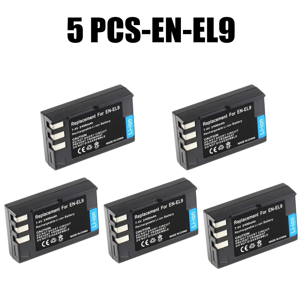 5PCS-EN-EL9 EN-EL9a ENEL9 ENEL9a EN EL9 Battery for Nikon D40 D40X D60 D3000 D5000 EN EL9A 2400mah Digital Camera