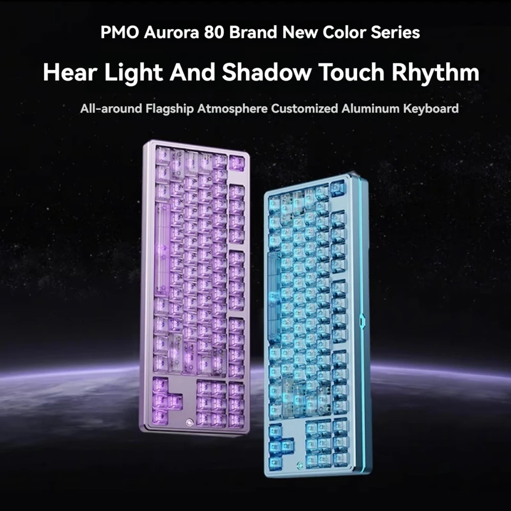 

PMO Aurora80 Mechanical Keyboard Wireless Tri-Mode Hot-swap GASKET/TOP RGB Custom Long Battery Life Office Gaming Keyboard Gift