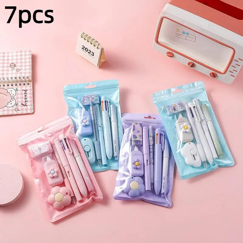 7 Pcs Neutral Pen Stationery Kit Lightweight Student School Supplies Graduation Gift