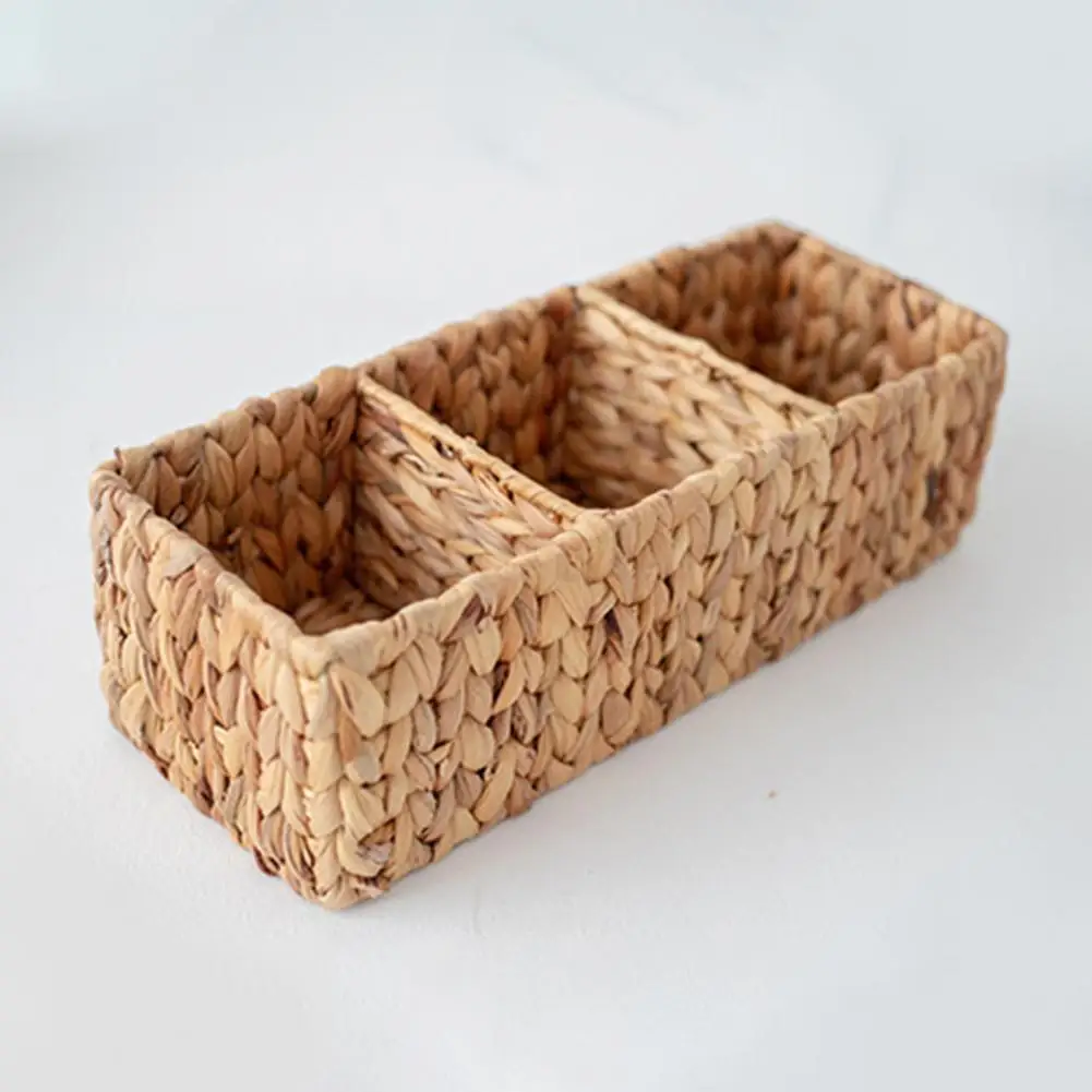 Personal Care Item Organizer Eco-friendly Wicker Basket with Divided Compartments for Desk Drawer Organization Storage for Toys