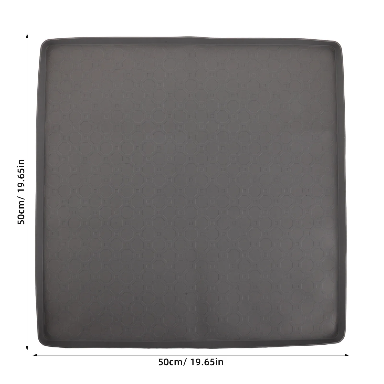 Grey Silicone Trash Can Mat Raised Edge Non Slip Waterproof Under Garbage Can Tray Cornerfit Kitchen Floor Scratch Protection