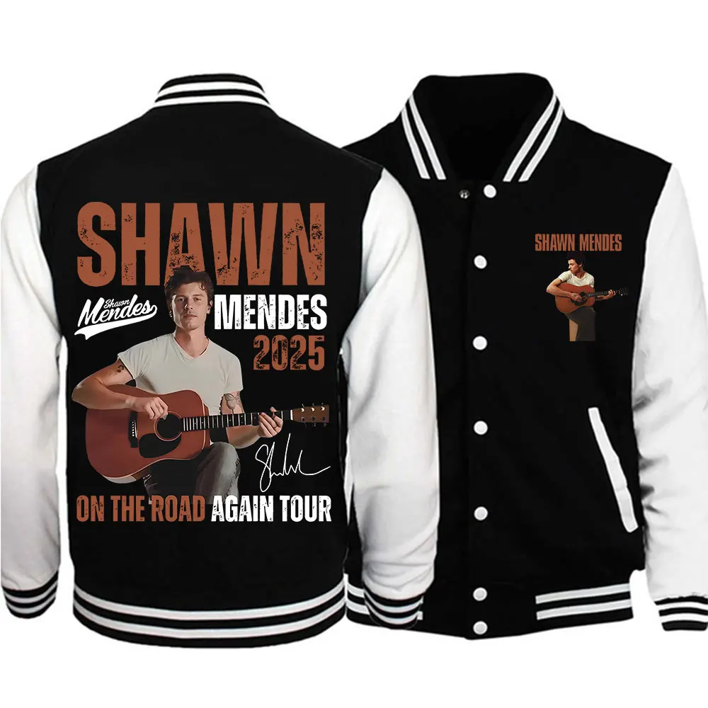 

Shawn Mendes on The Road Again Tour 2025 Baseball Uniform Jacket Women Men Baseball Jackets for Fans Gift