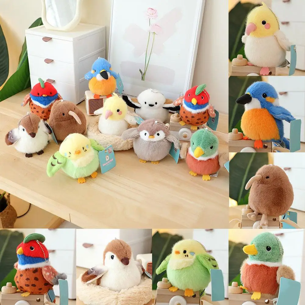 Mini Oiseaux Réalistes avec Nid en Peluche, Jouets Animaux Réels, Poupées Perroquet Calopsitte, Jaune, T W8m5